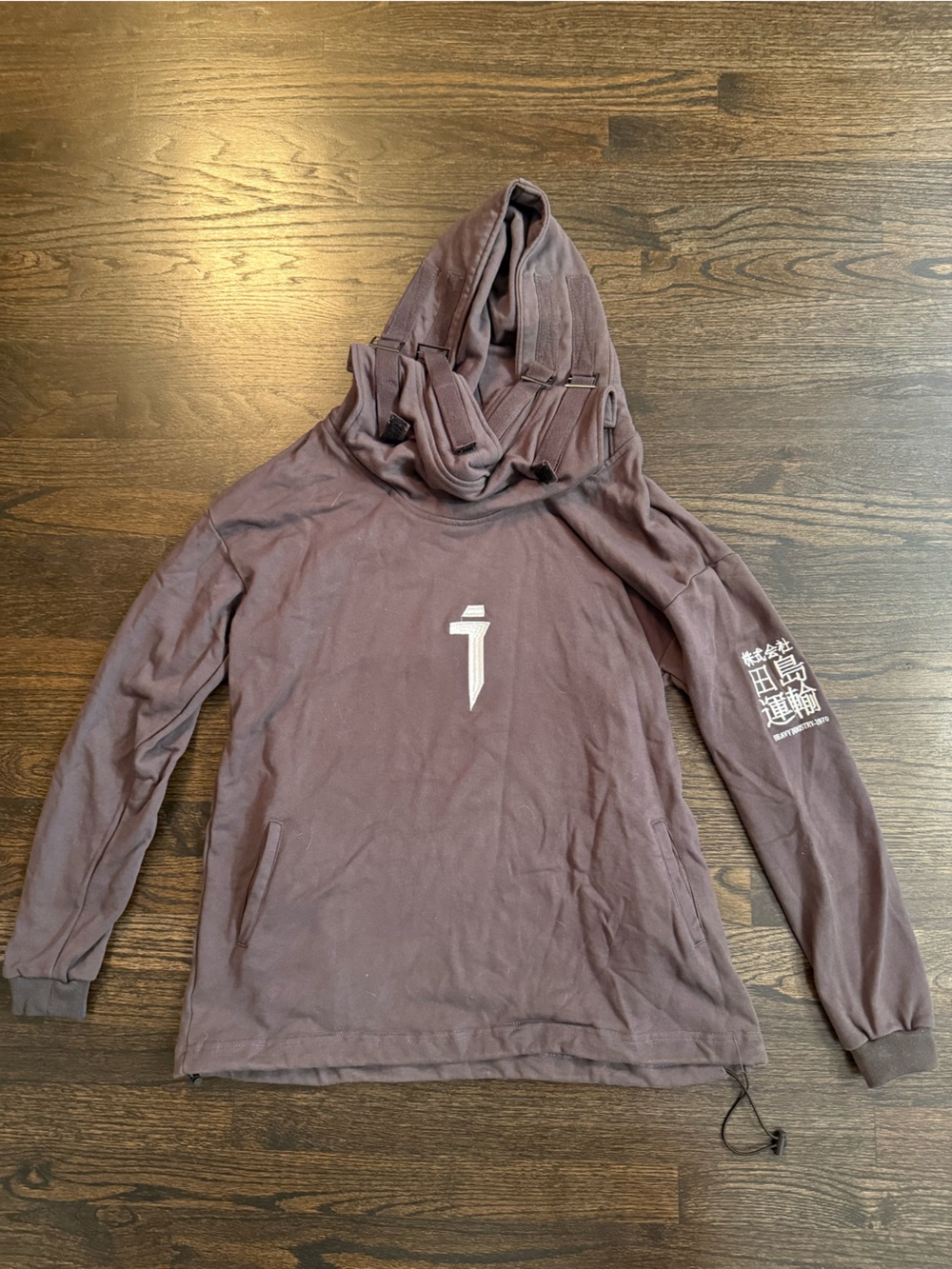 Brand new Maroon cyberpunk style Japanese logo Hoodie Size L